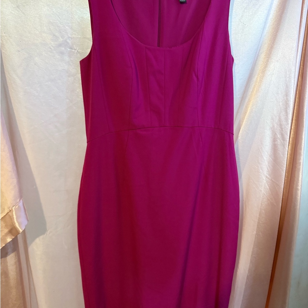 Ann Taylor Pink Sheath Midi Dress Scoop Neck Sleeveless